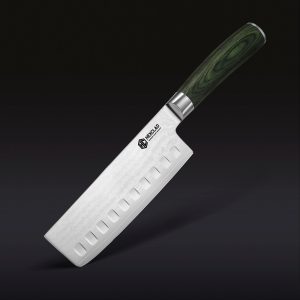 Damascus Steel Nakiri Knife, 6.5" (Green)