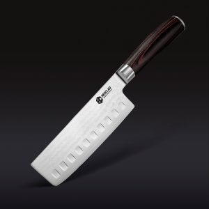 Damascus Steel Nakiri Knife, 6.5" (Espresso)