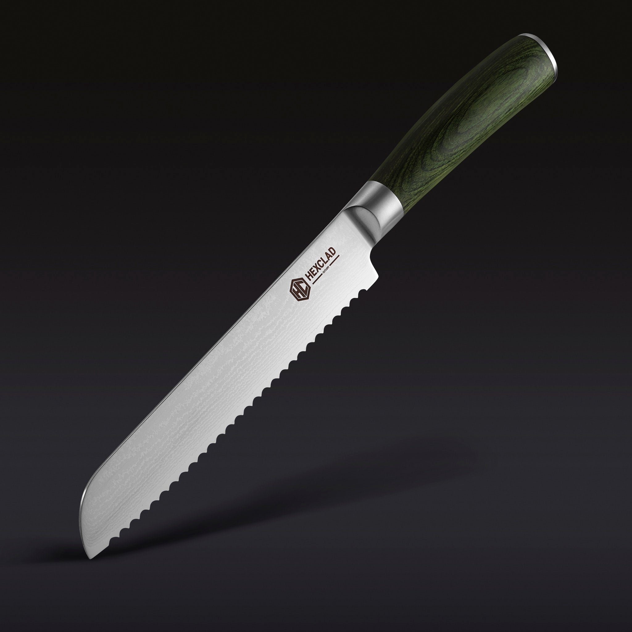 Damascus Steel Serrated Bread Knife, 8" (Espresso) - Image 2