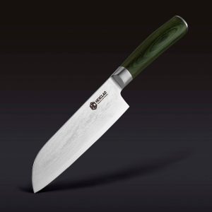 Damascus Steel Santoku Knife, 7" (Green)